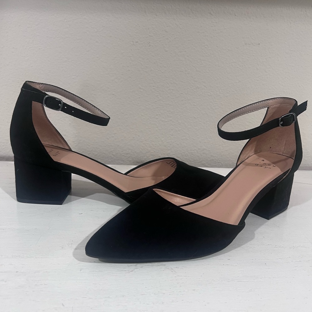 a new day Black Ankle Strap Heels